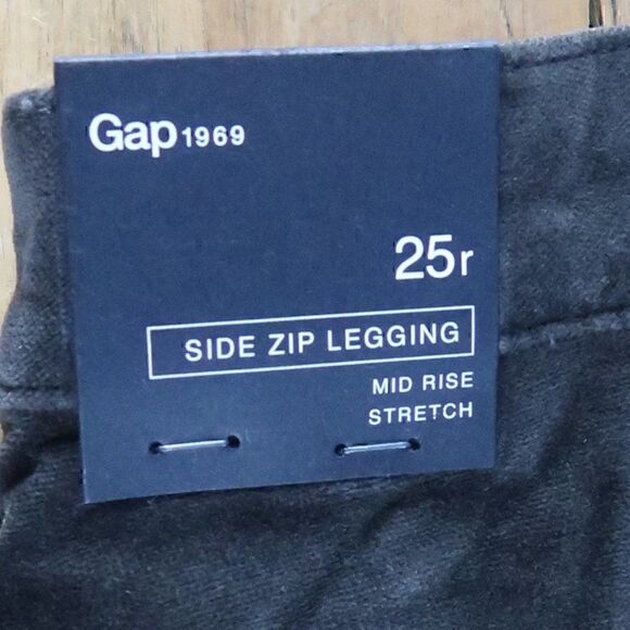 GAP 1969 BROWN VELVET SIDE ZIP LEGGING MID RISE STRETCH SIZE 25 REGULAR NWT - Picture 6 of 11